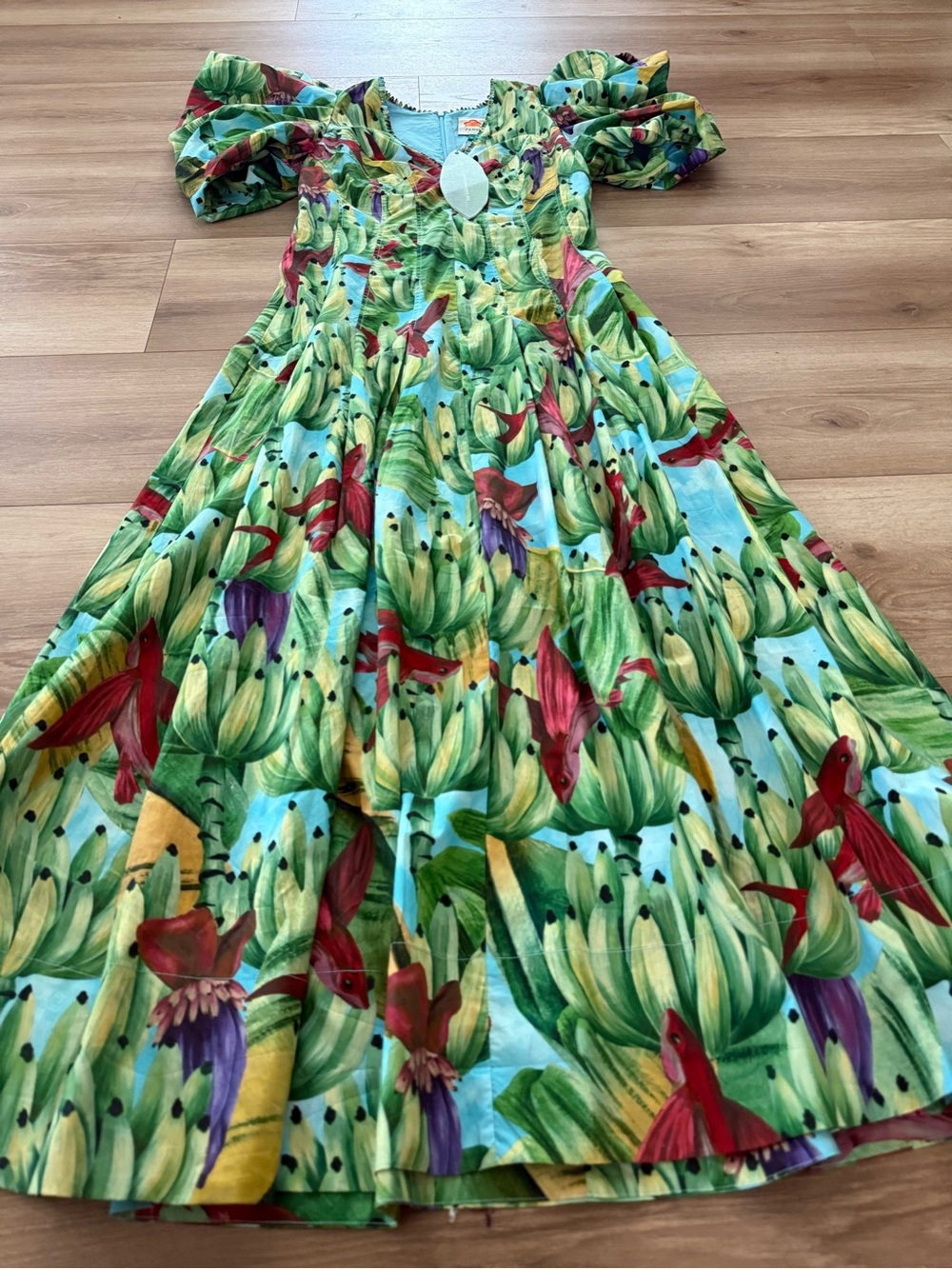 Farm Rio The Blue Banana Pingo Midi to Maxi length Dress Medium Size - Picture 10 of 10